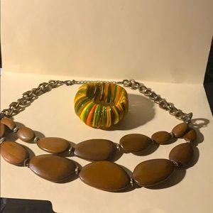 Necklace and multi color bracelet